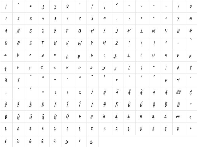 Twice Spoiller - Personal Use Regular  glyph index