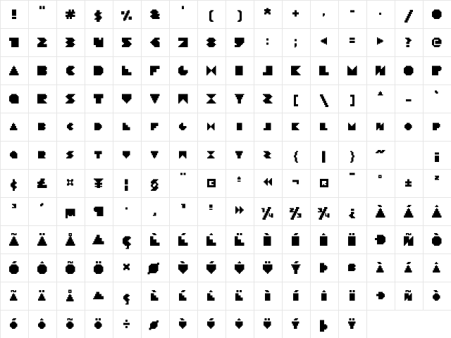 Forma Medium  glyph index
