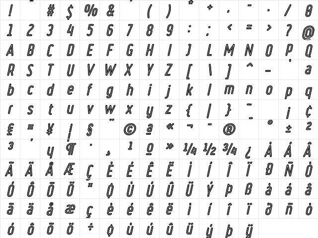 Ruler Volume Inline Regular  glyph index
