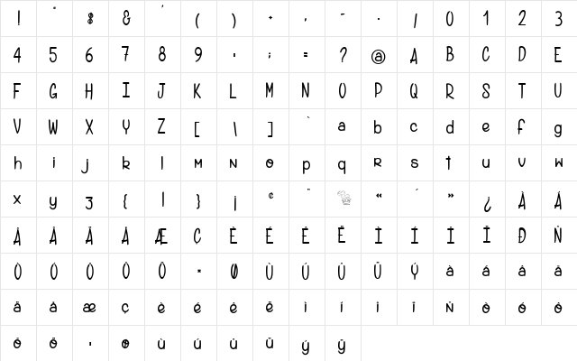 Gants de Soie Regular  glyph index