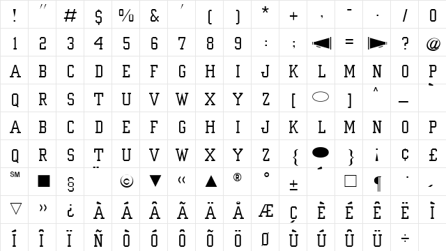 Cg Medium  glyph index
