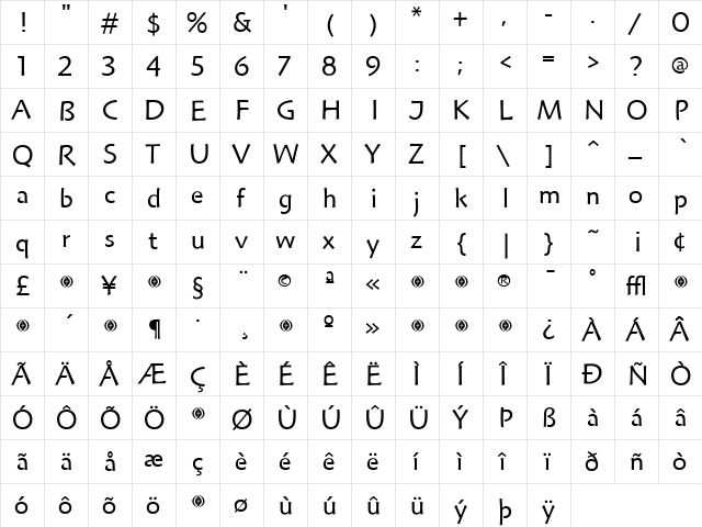 Hoffmann Regular  glyph index