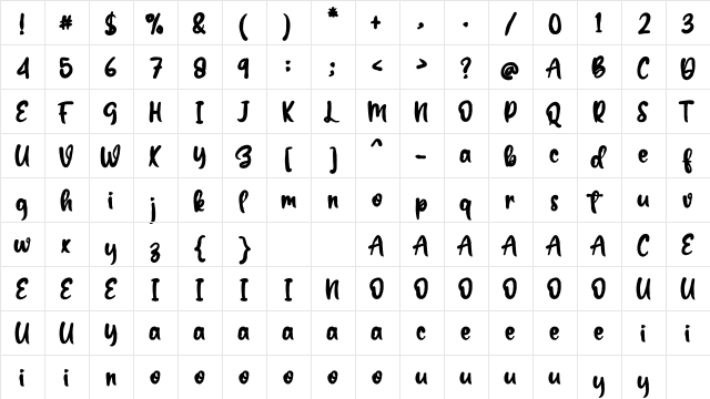 White Clouds Regular  glyph index