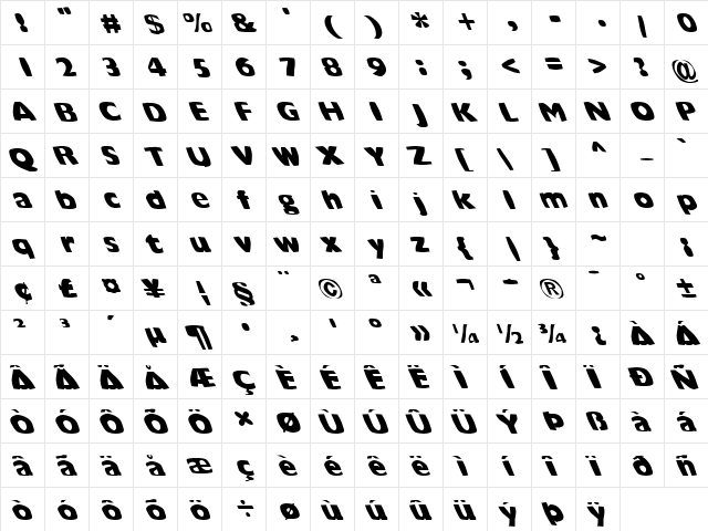 FZ WARPED 42 LEFTY Normal  glyph index
