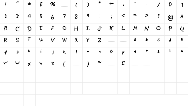 Paint_Font_v1 Medium  glyph index