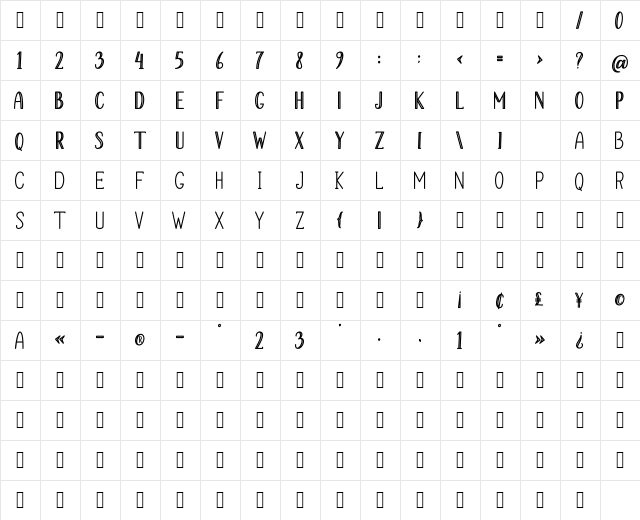 Santa Chrismast Display Regular  glyph index