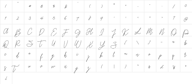 Gredom Monoline Regular  glyph index