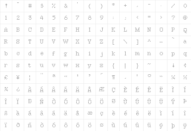 Vactic Regular  glyph index