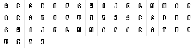 Range Extravagant Regular  glyph index