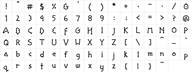 DJ Knobbish Regular  glyph index