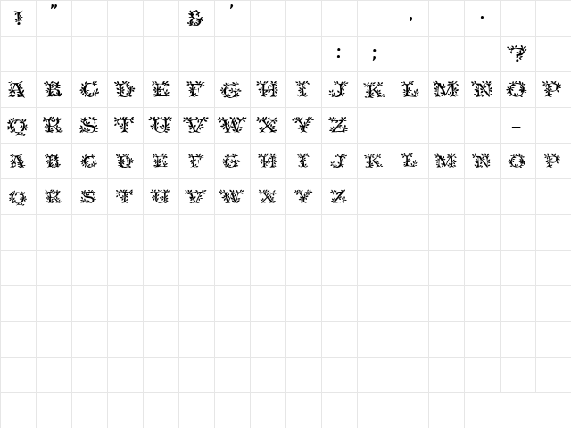 GE Ivy League Caps Regular  glyph index