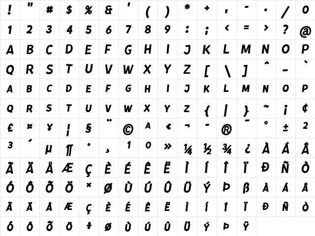 Kurri Island Caps Italics Med Regular  glyph index