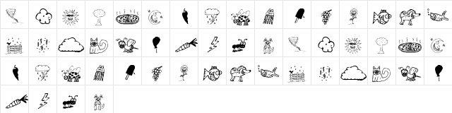 KR Silly Art Dings Regular  glyph index