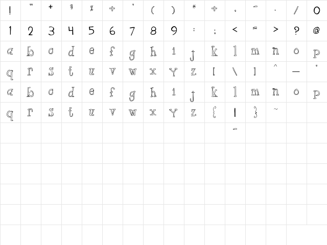 2Peas Little Slab Regular  glyph index