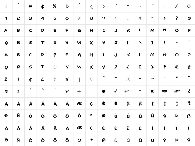 Kangaroo Court Expanded Expanded  glyph index