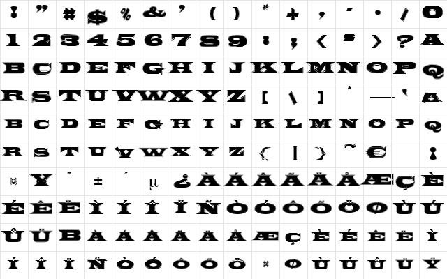 ZyklopInline Regular  glyph index