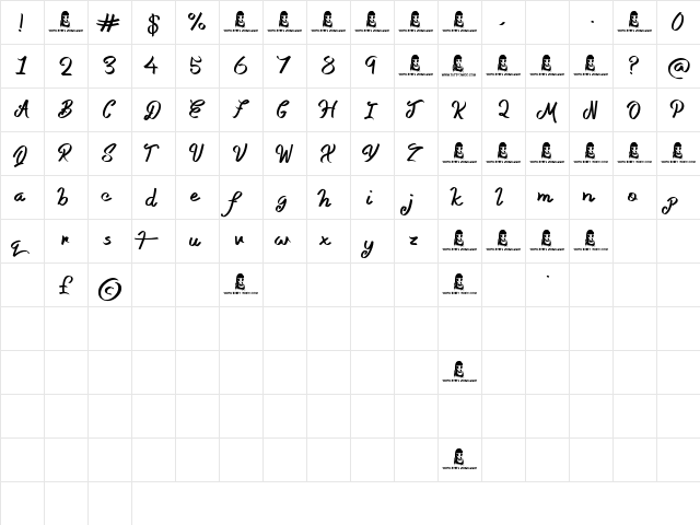 Queens Perfume Regular  glyph index
