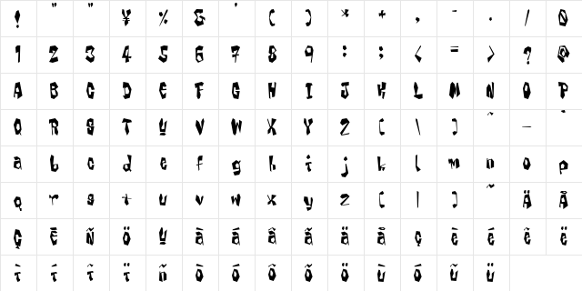 shout Regular  glyph index