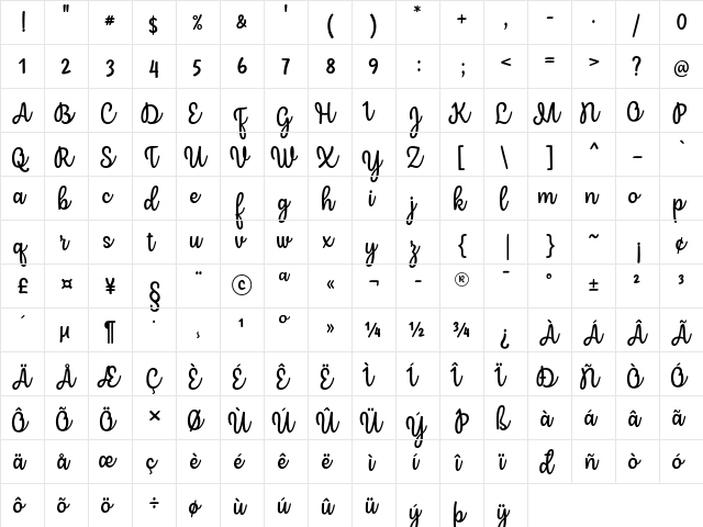 Mergic Regular  glyph index