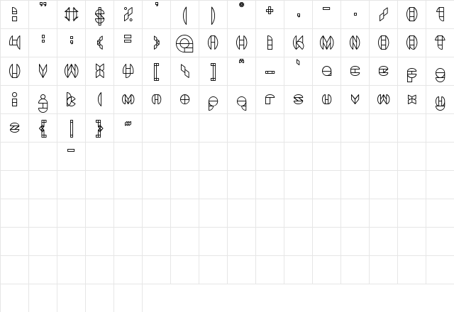 DRAGON FLY-Light Regular  glyph index