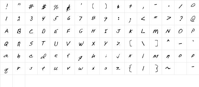 Warren Regular  glyph index