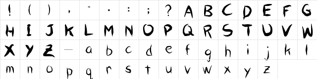 Handprinted Regular  glyph index