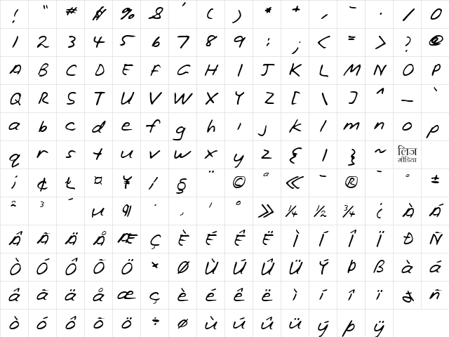 LEHN221 Regular  glyph index