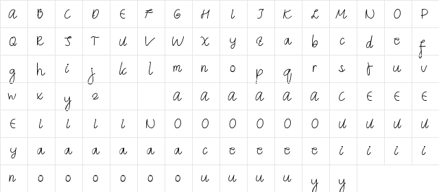 Angemurphy Demo Regular  glyph index