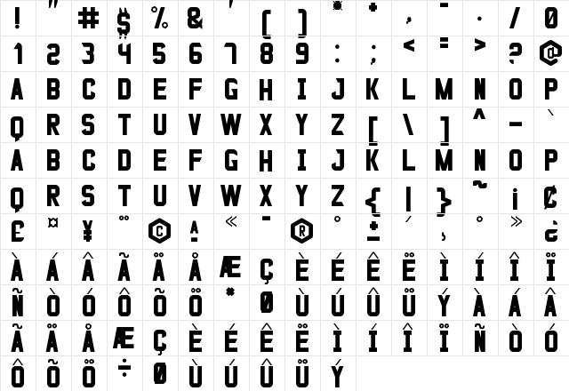 Blade Gunner 2049 St Regular  glyph index