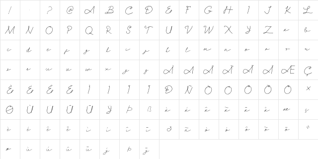 Lafamaria Regular  glyph index