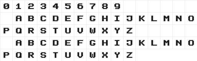 Mecanix Regular  glyph index