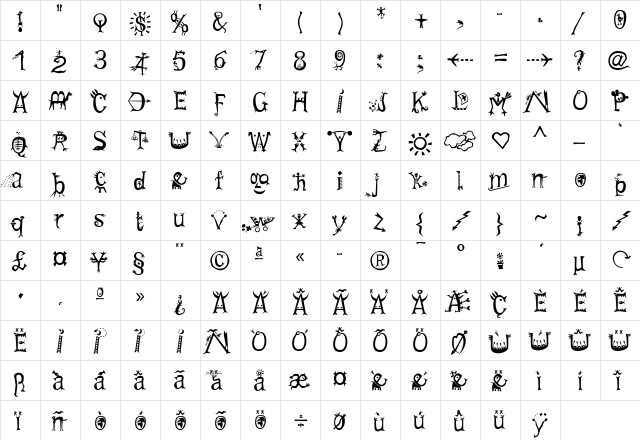 PriskaSerif-LittleCreatures Regular  glyph index
