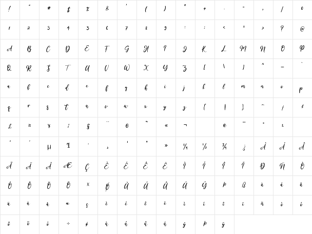 Amellis Path Regular  glyph index