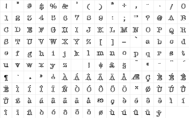 IceAgeDRe1 Regular  glyph index