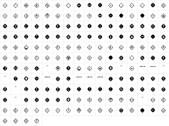 FourWay Medium  glyph index