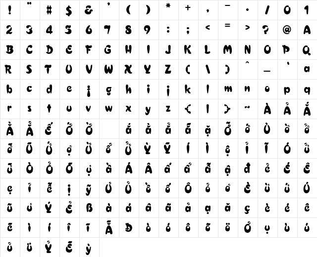 VPS Bac Ninh Regular  glyph index