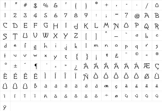 Greeting Monotone CG Regular  glyph index