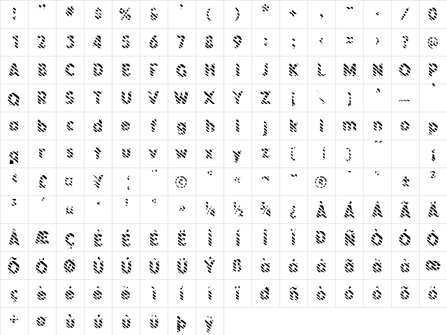 KolStriped Regular  glyph index