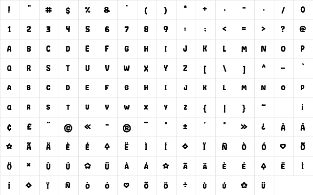 CRUMPLED Regular  glyph index