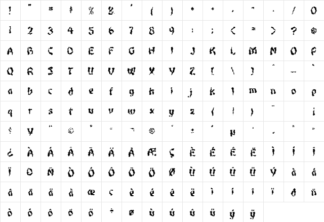 FZ WACKY 47 Normal  glyph index