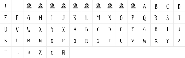 Colombina Personal Use Regular  glyph index