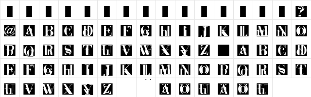 BodoniTwinsCaps Regular  glyph index