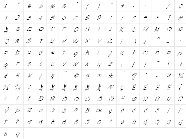 FZ HAND 21 SPOTTED ITALIC Normal  glyph index