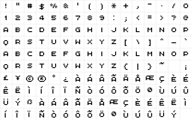 FFF Interface02 Regular  glyph index