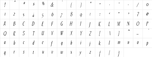 Ebbs Prewritten Regular  glyph index
