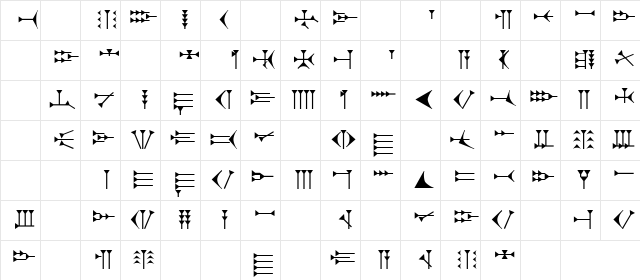 Ugaritic 3 Regular  glyph index