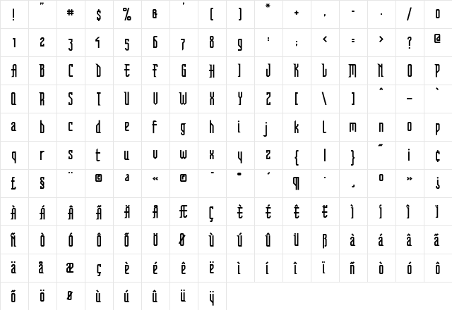 FFVortex Regular  glyph index