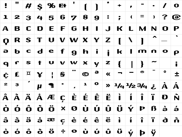 AspirinITC TT Regular  glyph index