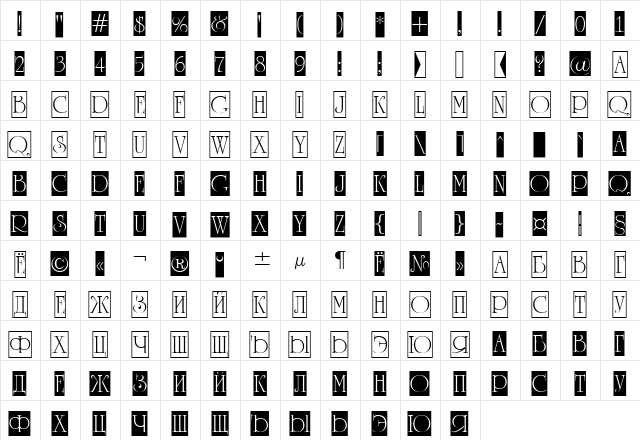 a_RomanusTtlCmD1Cb Regular  glyph index