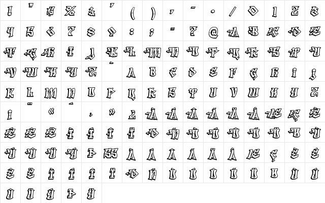 Degrassi Regular  glyph index